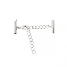Slide end tubes with extention chain and clasp 10mm - Antique silver